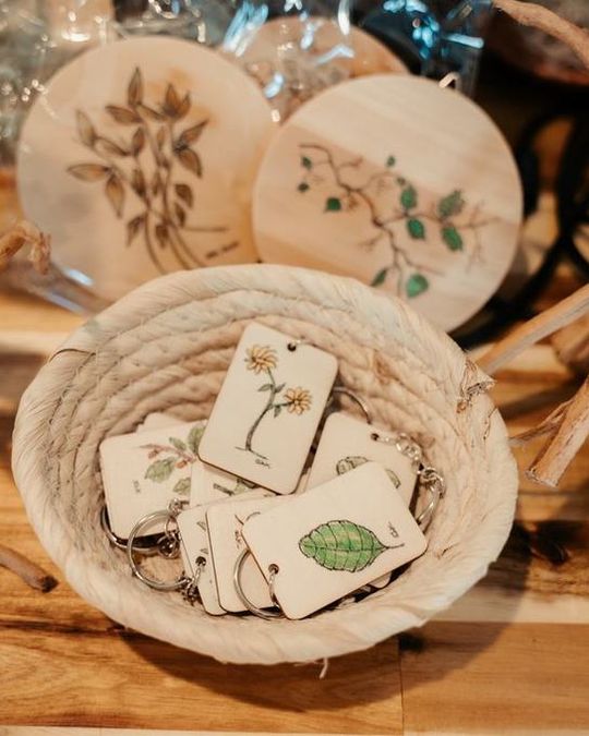 Botanical coasters and tags